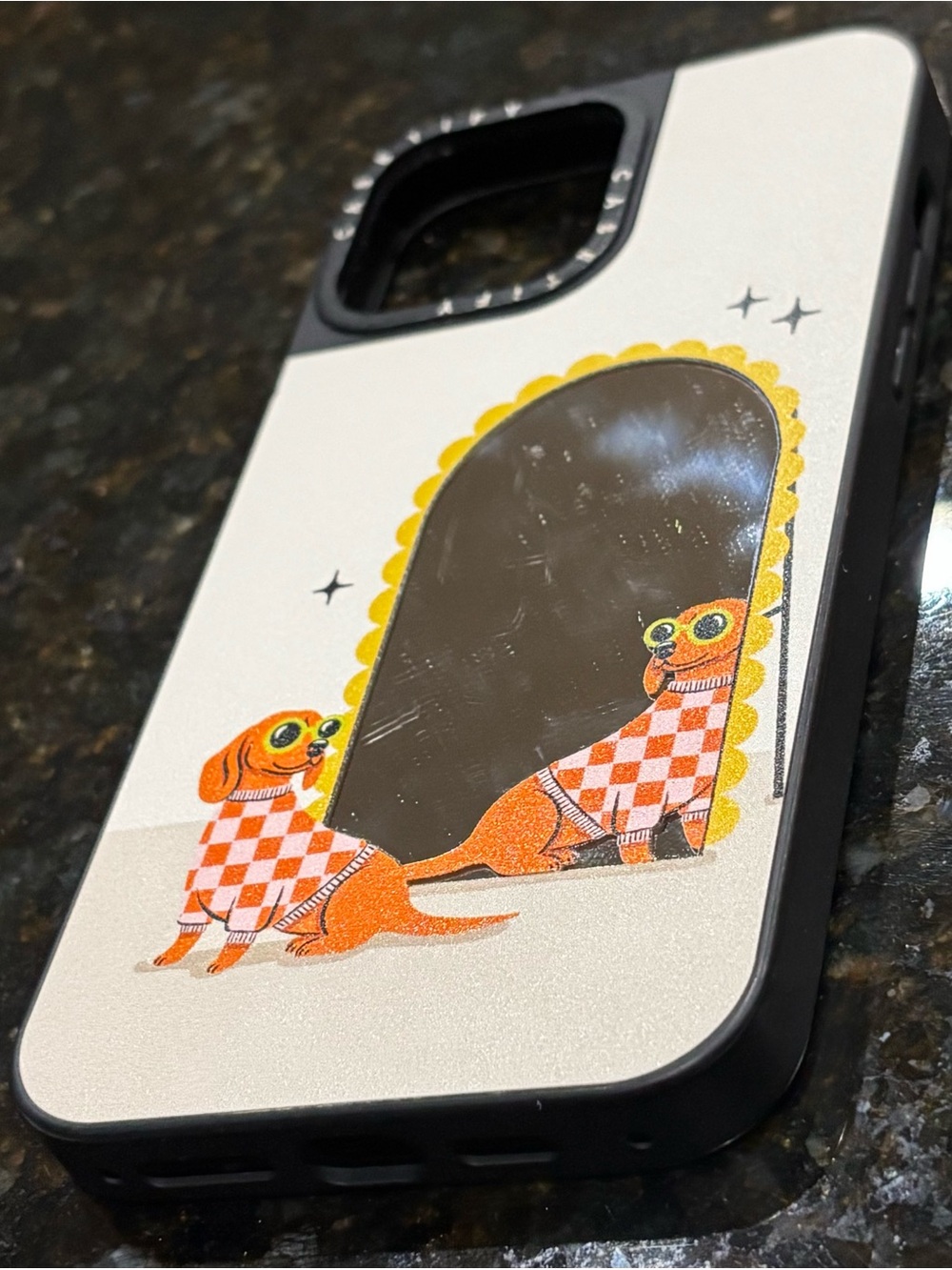 Casetify Phone Case with Orange Checker Dachshunds IPHONE 13 pro max